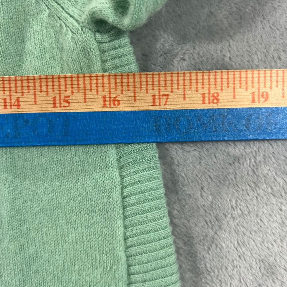 HALOGEN 100 Cashmere Sweater Womens Small Green Fair Back Zip Pullover Cozy - Picture 11 of 16